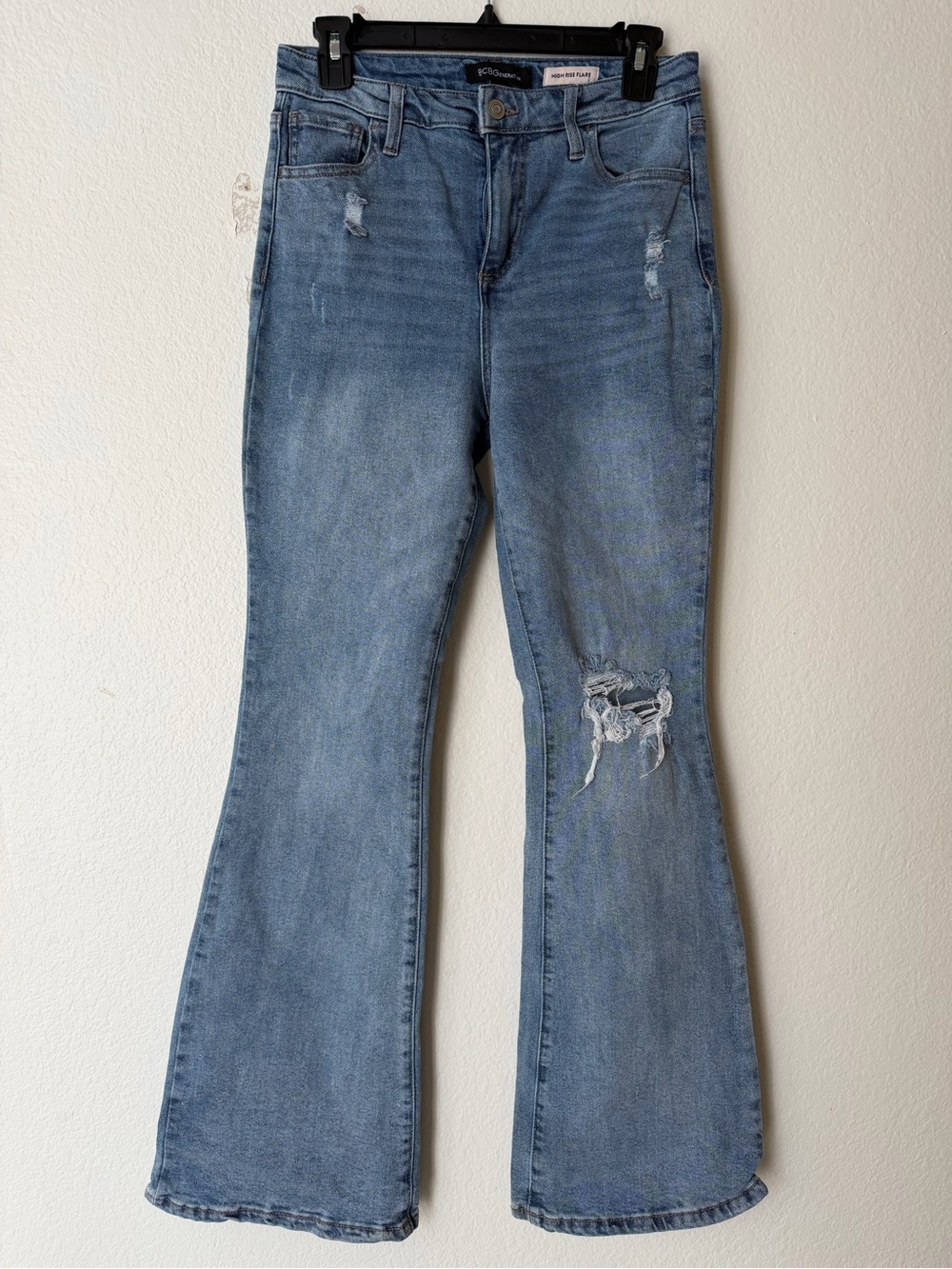 BCBGeneration Light Blue Distressed Flare Jeans
